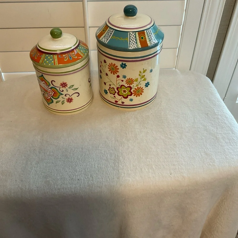 Ceramic Floral Canister Set - Colorful Pattern